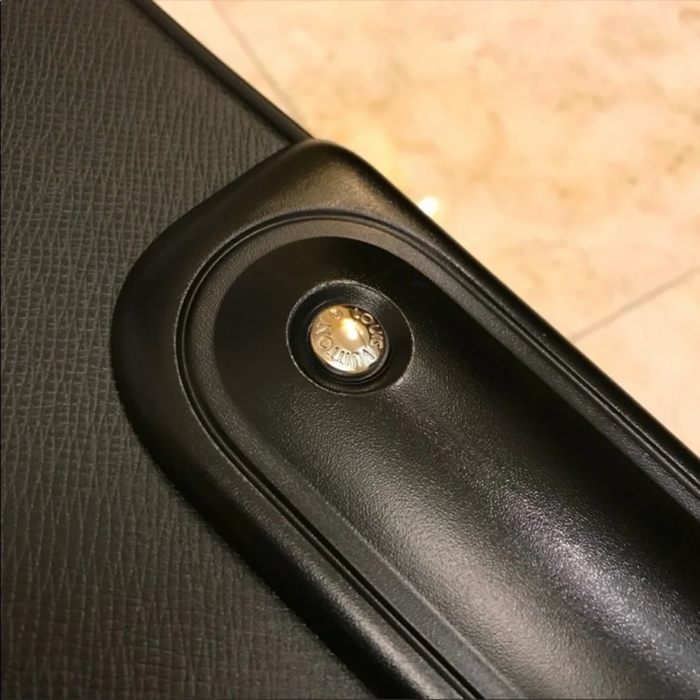 Louis Vuitton black leather pegase 45 luggage suitcase